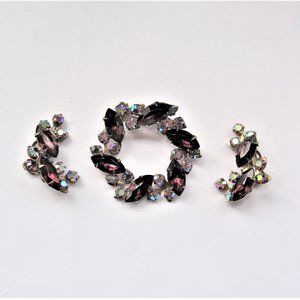 Vintage Aurora Borealis Brooch Pin & Clip Earring